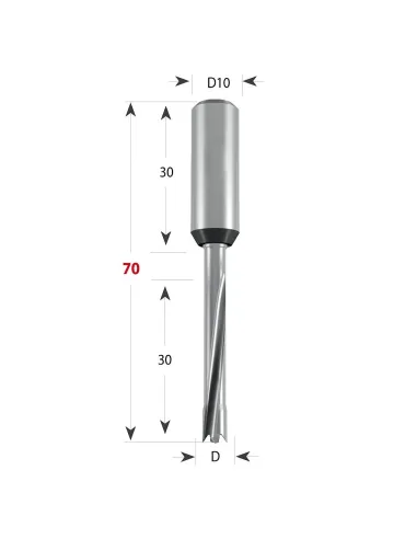 Dowel Drill 311 Xtreme Flat S10 L70 HWM