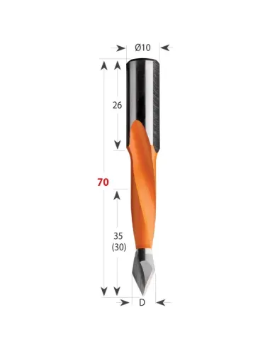 Dowel Drill 314 for Through holes S10 L70 HW