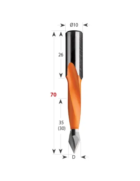 Dowel Drill 314 for Through holes S10 L70 HW