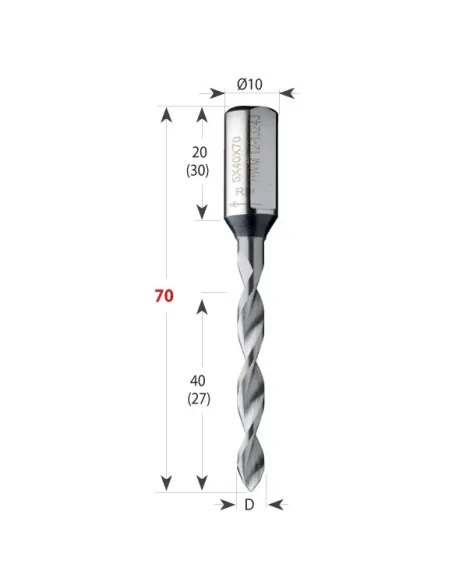 Dowel Drill 314 Xtreme for Through holes S10 L70 HWM