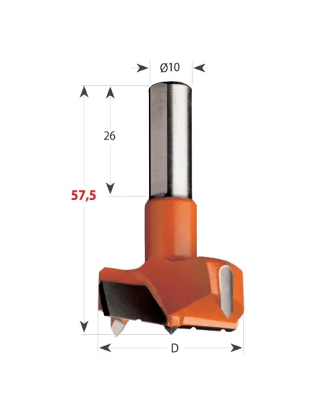 Hinge Boring Bit 317C Chipbreaker S10 L57,5 HW