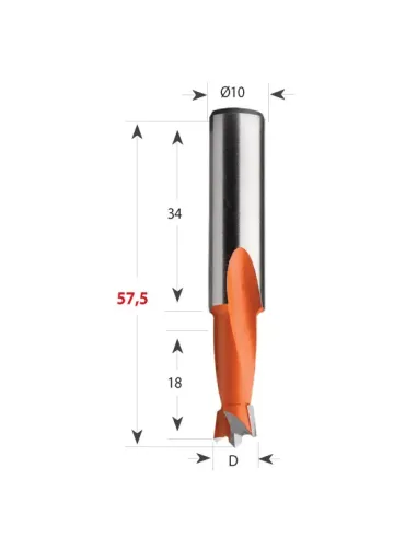 Dowel Drill 361 S10 L57,5 HW