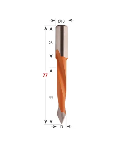 Dowel Drill 366 for through holes S10 L77 HW
