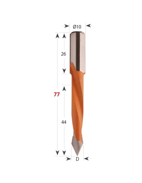 Dowel Drill 366 for through holes S10 L77 HW