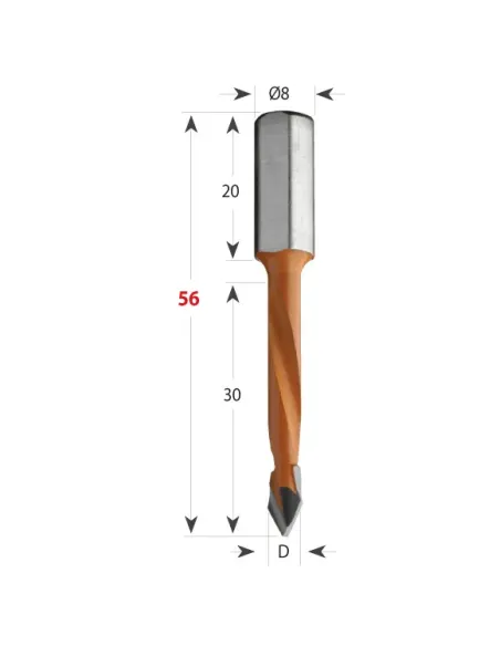 Dowel Drill 367 for through holes S8 L56 HW