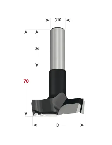 Hinge Boring Bit 369 Xtreme S10 L70 HW