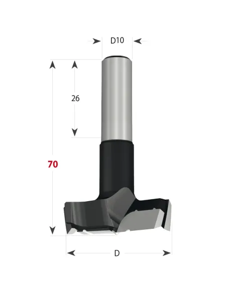 Hinge Boring Bit 369 Xtreme S10 L70 HW