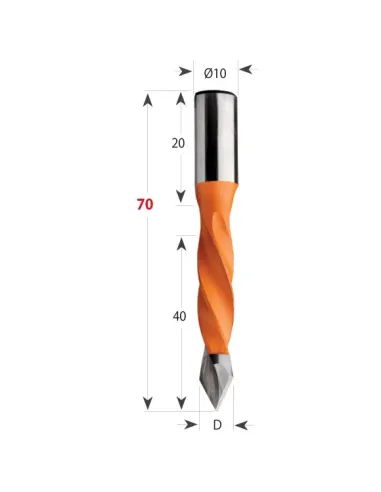Dowel Drill 375 for through holes S10 L70 HW