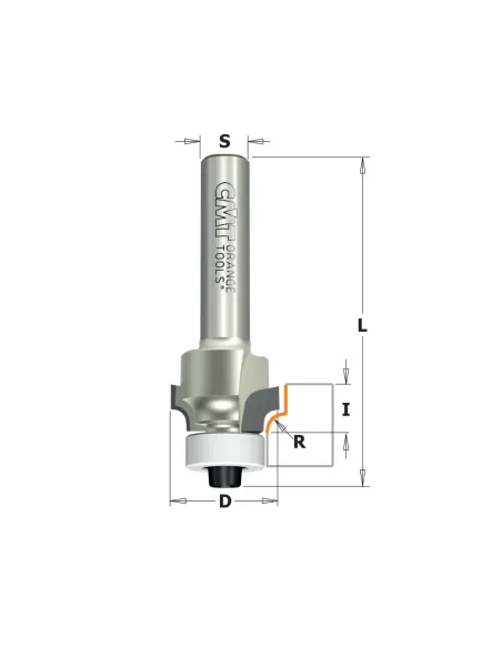 CMT C938 Xtreme Diamond Roundover Router Bit - R2 D16,7x8 S8, Delrin