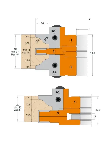 CMT Profiles and Counter Profiles Cutter Head Set MAN