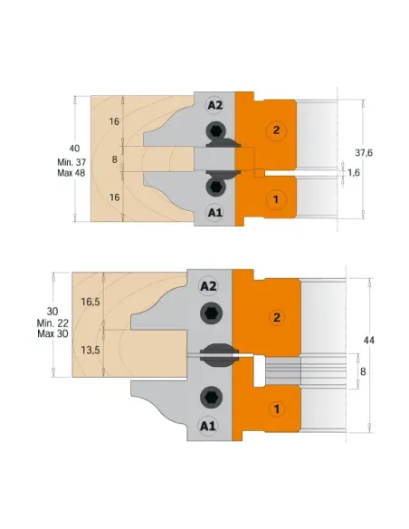 CMT Profiles and Counter Profiles Cutter Head Set MAN
