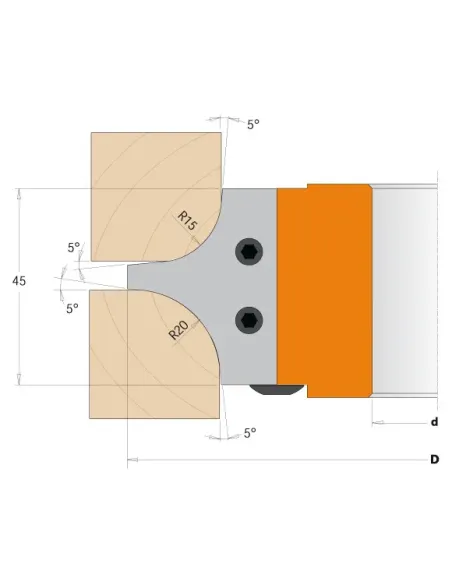 CMT Multiradius Roundover Cutter Head R15-R20 MAN