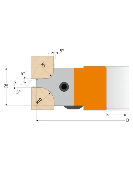 CMT Multiradius Roundover Cutter Head R5-R10 MAN