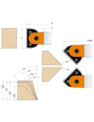 CMT Adjustable Chamfer Cutter Head MAN