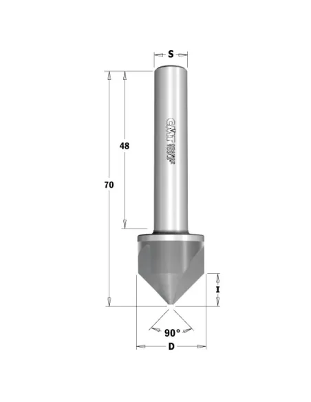 CMT C521 Countersink with Shank 90° - D19,2 I9 L70 S10x48