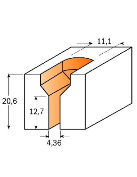 Countersink Bit TCT - D11,1x20,6 d4,36x12,7 S8 mm