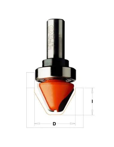 Lettering Bit with Top Bearing with Bearing 60° - D28x19 60° S12 HW