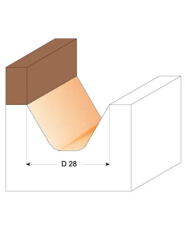 Lettering Bit with Top Bearing with Bearing 60° - D28x19 60° S12 HW