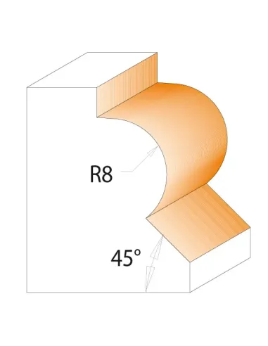 Beading Bit with 45° Bevel - R8 D36x25 L60 S8