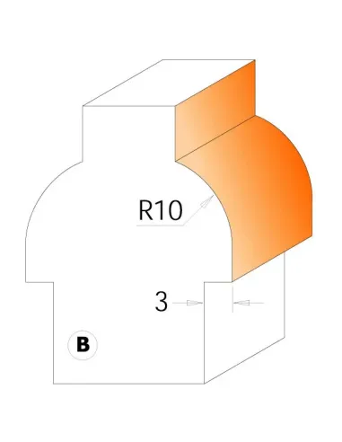 Ovolo Sash Bit - D22 I19 R10 Profile B S8 mm