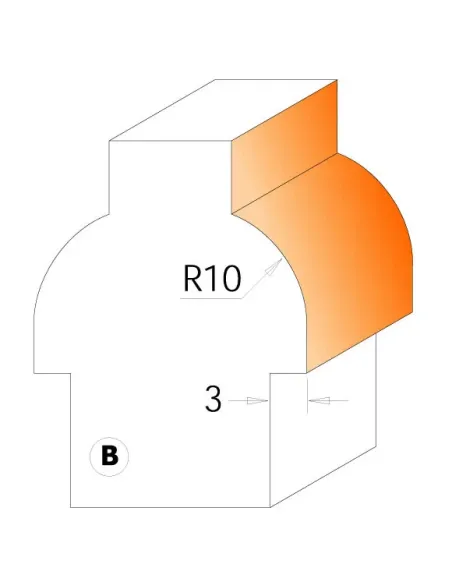 Ovolo Sash Bit - D22 I19 R10 Profile B S8 mm