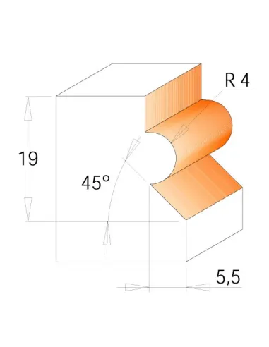 CMT C961 Wainscot Bit - D23,8 I19,05 R4 S12