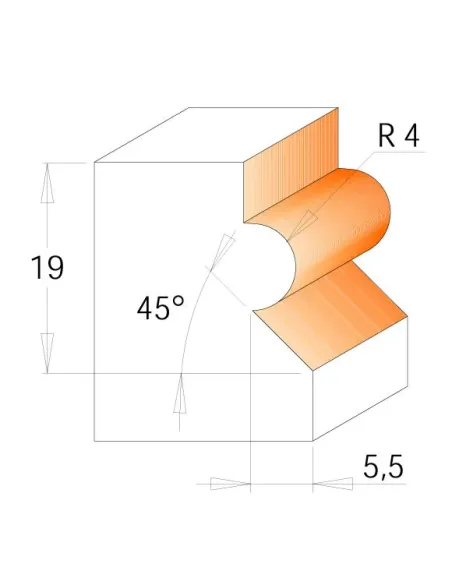 CMT C961 Wainscot Bit - D23,8 I19,05 R4 S12