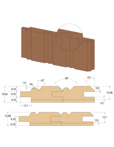 CMT C961 Wainscot Bit - D23,8 I19,05 R4 S12