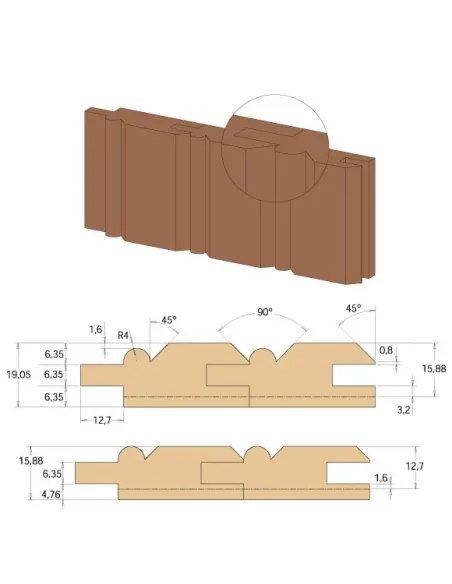 CMT C961 Wainscot Bit - D23,8 I19,05 R4 S12