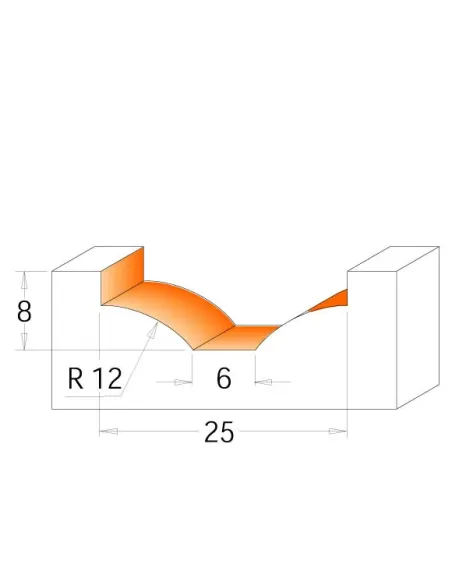 Raised Panel Bit - D25 d26 I6 R12 S8