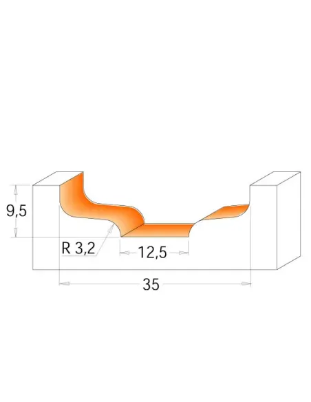 Raised Panel Bit - D35 d212,5 I9,5 R3,2 S12