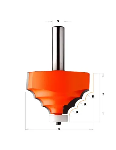Decorative Bit for CORIAN - R8 D66,7 I41,3 S12
