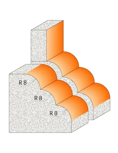 Decorative Bit for CORIAN - R8 D66,7 I41,3 S12