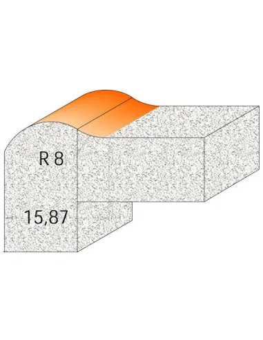 Raised Profile Bit for CORIAN - D25,4 I12,7 R8 S12