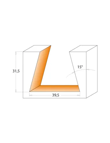 CMT Dovetail Bit for Roof Frames - 15° D39,5x31,5 SM12x1 HW