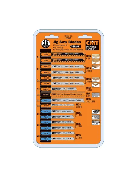 CMT Jig Saw Blade Set, 16 pcs