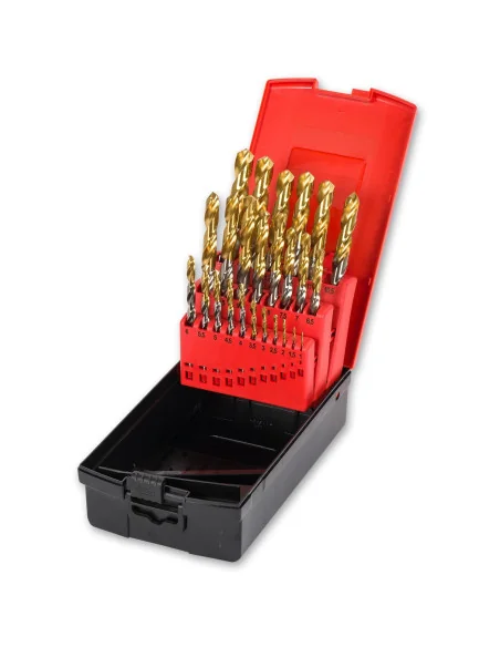 Axminster Professional 1.0-13 x 0.5mm TiN Coated HSS Drill Bit Set 25 Pce 🪚 Premium Woodworking Equipment | JetTools.bg