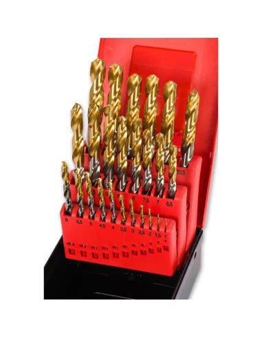 Axminster Professional 1.0-13 x 0.5mm TiN Coated HSS Drill Bit Set 25 Pce 🪚 Premium Woodworking Equipment | JetTools.bg